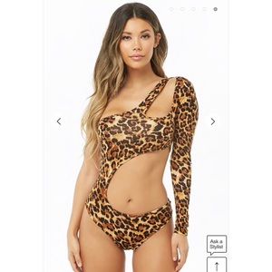 One-Shoulder Leopard Print Bodysuit